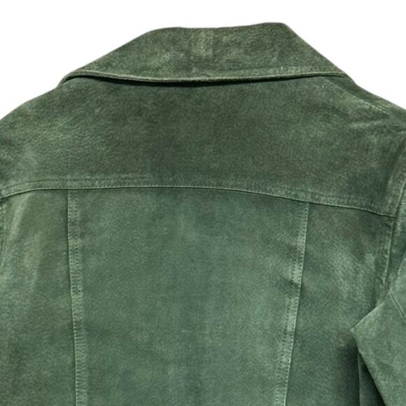 AMI Suede Leather Button Up Olive Green Shirt Jacket Size Small - Picture 5 of 9